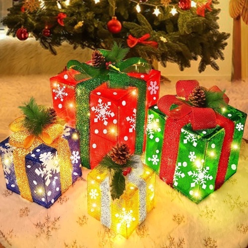4 Pack LED Lighted Gift Boxes Christmas Decor - Lot 307
