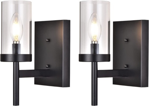 Set of 2 Modern Black Metal Wall Sconces - Lot 213