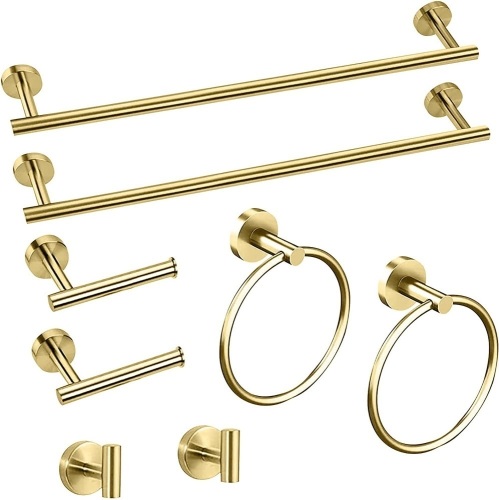 8 Piece Brushed Gold Bathroom Hardware Set - Lot 260