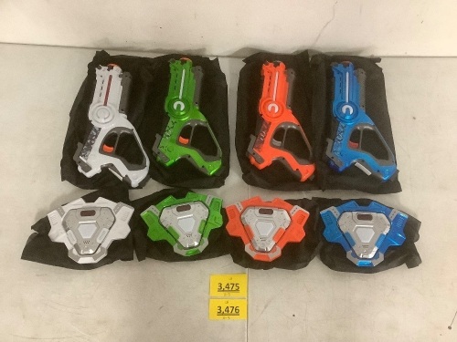 Set of 4 Infrared Laser Tag Blasters and Vests for Kids & Adults - Lot 3475