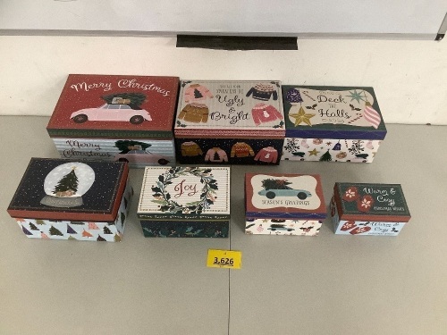 7 Decorative Christmas Boxes - Lot 3626