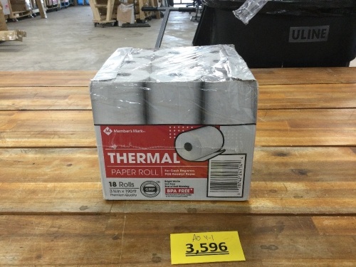 Thermal Paper 17 Rolls 3 1/8in X 190ft - Lot 3596