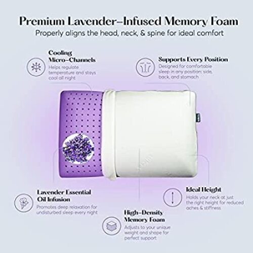 Sutera - Lavender Zen Memory Foam Pillow for Sleeping - Lot 3655