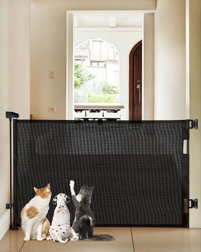 Cumbor Retractable Mesh Baby Gates 33" Tall, Extends to 55" Wide - Lot 891