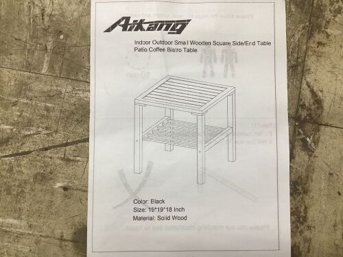 Aikang Small Patio End Table 19" x 19" x 18"  - Lot 805