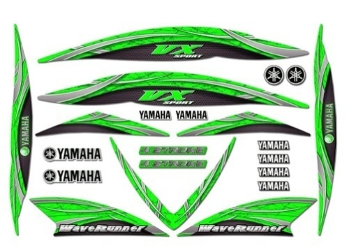 AMR Racing Jet Ski Graphics Kit Sticker Decals Compatible with Yamaha WaveRunner VX110 Sport 2005-2009 - Green - Lot 46
