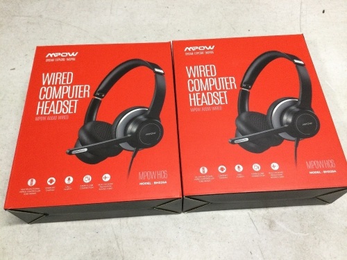 Lot of (2) Mpow HC6 Wired Computer Headsets with Microphone - Lot 714