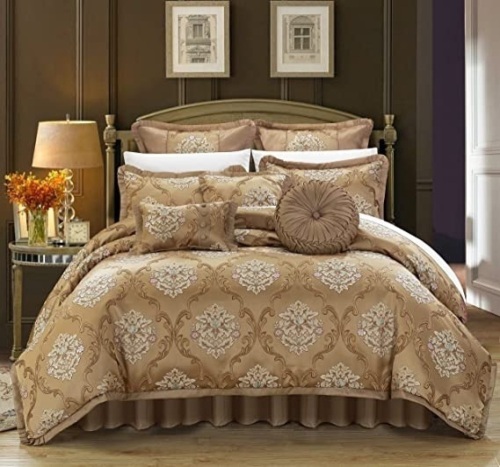 Chic Home 9 Piece Aubrey Decorator Upholstery Comforter Set and Pillows Ensemble  - Lot 858