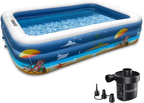 FUNAVO 100" x 71" x 22" Inflatable Pool with Pump   - Lot 861