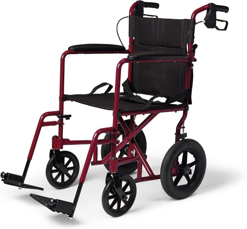 Medline Lightweight Transport Wheelchair with Handbrakes, 12 inch Wheels - Lot 298