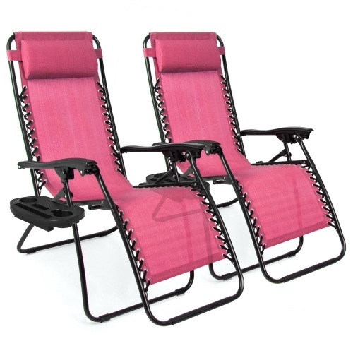 Adjustable Zero Gravity Patio Chair Recliners w/ Cup Holders, Set of 2   - Lot 822