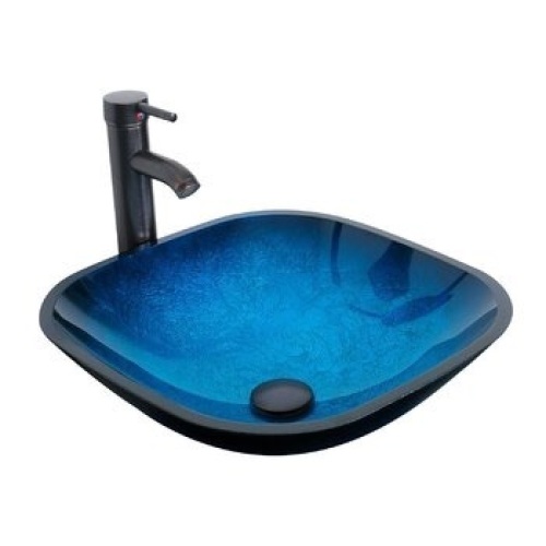 Handmade Square Vessel Bathroom Sink with Faucet  - Lot 566