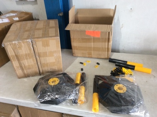 Lot of (3) Plastic Stanchion Sets with Fillable Base - Lot 543