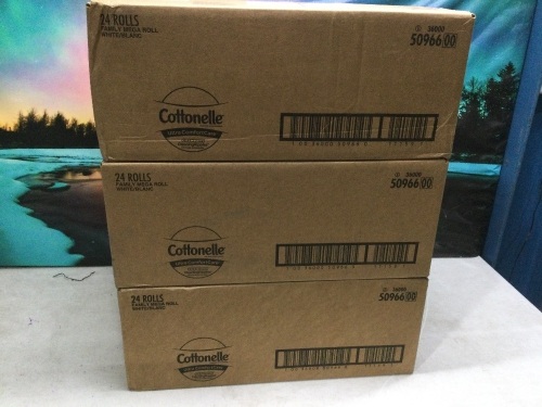 Lot of (3) Cottonelle Ultra ComfortCare Toilet Paper, 24 Family Mega Rolls - Lot 929
