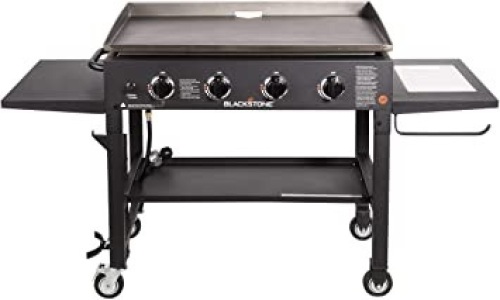Blackstone 36" 4 Burner Propane Fuelled Flat Top Griddle with Built in Cutting Board, Garbage Holder and Side Shelf  - Lot 54
