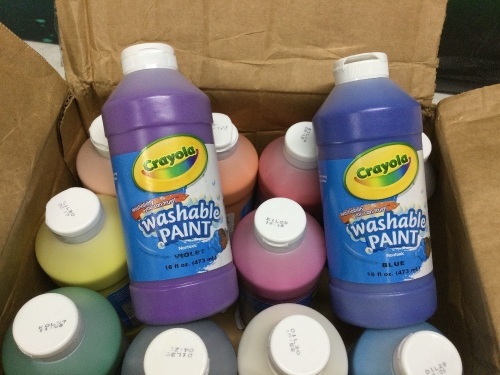 Crayola Washable Paint 12 Colors 16 oz Plastic Bottles NonToxic - Lot 948