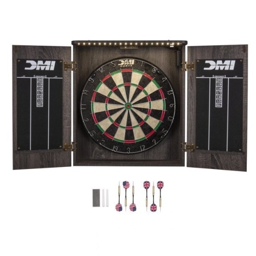 DMI Sports Bristle Dartboard Cabinet Set with lights  - Lot 902