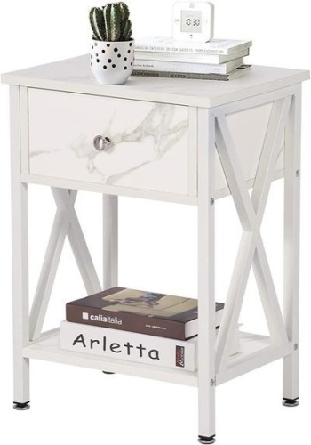 Vecelo Nightstand Side End Table With Bin Drawer   - Lot 323