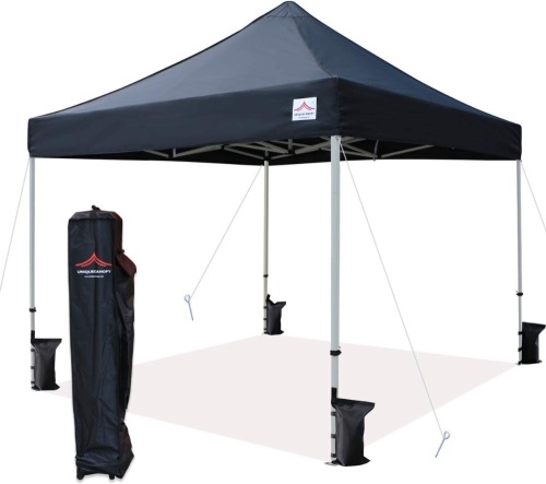 10x10 Ez Pop Up Canopy Tent Commercial Instant Shelter with Heavy Duty Roller Bag, 4 Canopy Sand Bags, 10x10 FT - Lot 3811