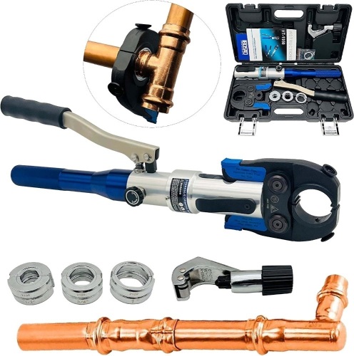 *MISSING PIECES* IBOSAD Copper Tube Fitting Hydraulic Pipe Crimping Tool with 1/2 inch, 3/4 inch and 1 inch Jaw Copper Pipe Press Crimpers Pressing Pliers, Suit for Narrow Space and Tee Fitting, Hydraulic Drive - Lot 3827