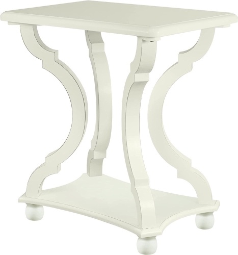 FInecasa White Side Table, Accent Table, White End Table with Shelf, White Nightstandds, Carved Legs Wooden Side Tables, Side Tables Living Room, 22 x 15 x 23.8Inches - Lot 3893