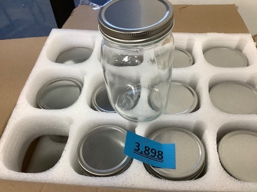 Glass Mason Jars w/ Labels (Set of 12) - Lot 3898