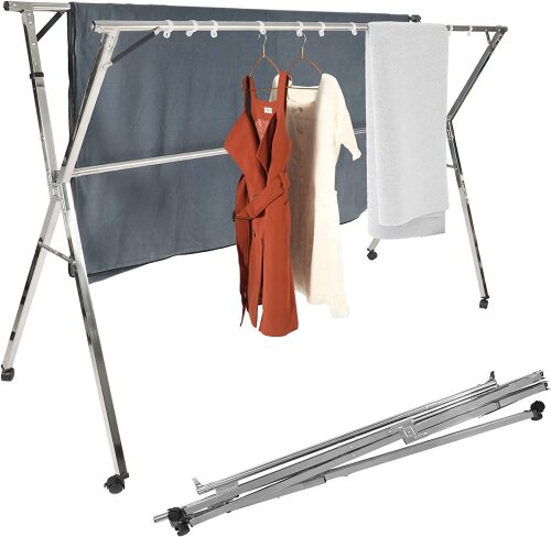 ALBOMI Stainless Steel Clothes Drying Rack w/ Wheels - Lot 3912