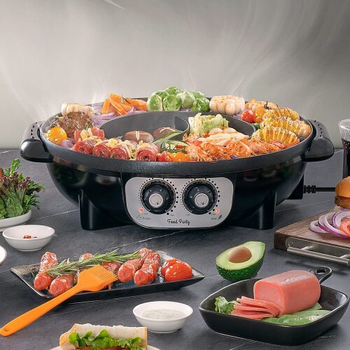 Food Party Duo Electric Smokeless Grill & Hotpot - Lot 3967