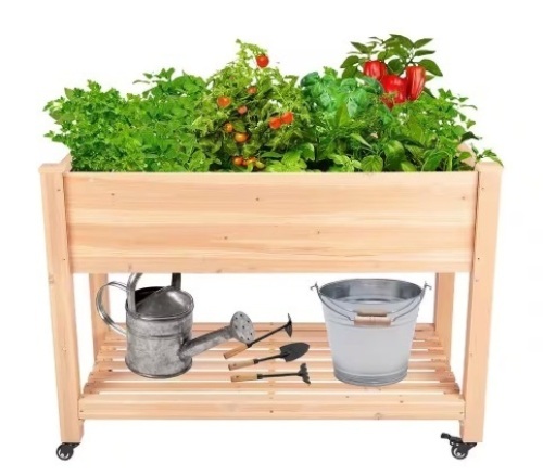 Wood Raised Garden Bed w/ Wheels - Lot 3993