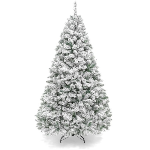 Premium Snow Flocked Artificial Pine Christmas Tree w/ Foldable Metal Base - Lot 4014
