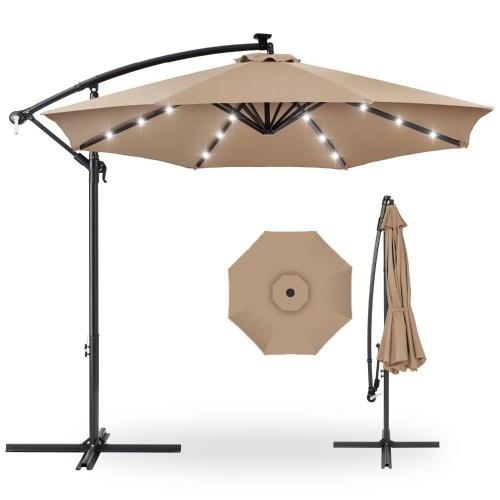 Outdoor Steel Market Patio Umbrella Decoration w/ Tilt, Crank Lift - 10ft - Lot 4061