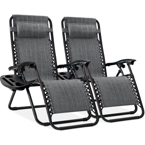 Set of 2 Adjustable Zero Gravity Patio Chair Recliners w/ Cup Holders - Lot 4108
