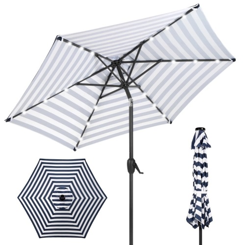 Outdoor Solar Patio Umbrella w/ Push Button Tilt, Crank Lift - Lot 4129