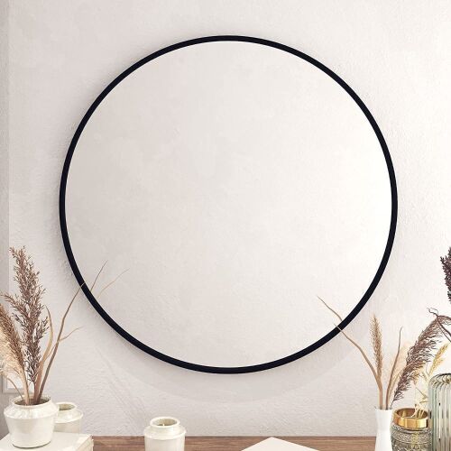 36" Black Circle Wall Mirror  - Lot 105
