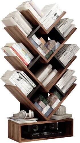 ArtsWish Tree Bookshelf 5-Shelf Floor Standing Bookcase, Walnut  - Lot 387