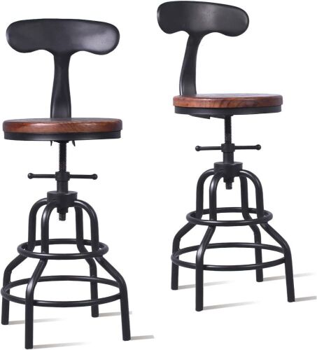 Diwhy Industrial Vintage Cast Iron Swivel Bar Stool, 27 Inch, Fully Welded Set of 2  - Lot 501