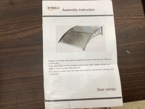 Polycarbonate Door Canopy Awning - Unknown if Hardware is Complete - Lot 505