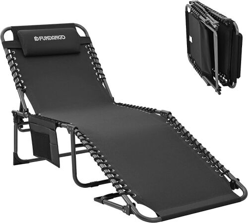 FUNDANGO Folding Outdoor Chaise Lounge Chair - Lot 196