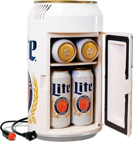 Miller Lite Portable Mini Fridge w/ 12V DC and 110V AC Cords - Lot 5