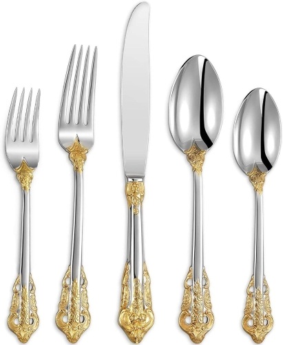 40 Pc Fine Silverware w/ Gold Accents - Lot 40