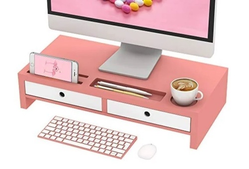 Monitor Stand Riser Desk Organizer with Drawers - Lot 72