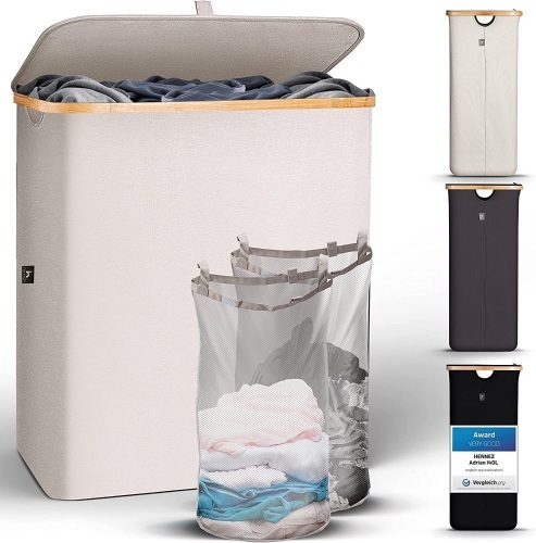 Hennez Collapsible Laundry Basket With Lid, 140L with Removable Bags - Lot 121