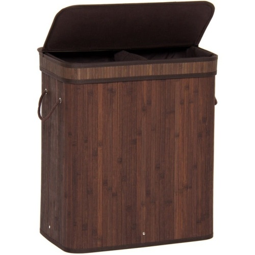 Laundry Hamper with Lid, Bamboo Laundry Basket with Handles, Foldable Storage Basket - Lot 157