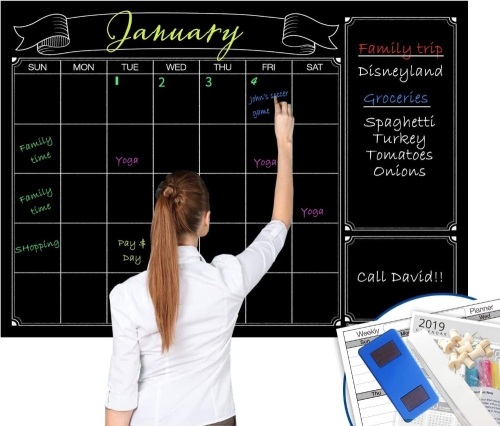 Dry Erase Black Laminated Jumbo Wall Calendar, 38x50 - Lot 158