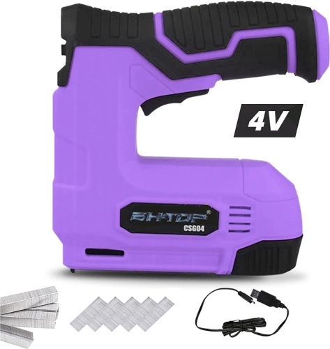 Cordless Staple and Nail Gun, 4V USB Rechargeable, Purple - Lot 214