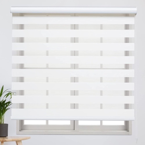 Tonature Zebra Blinds, Light Filtering, 35" W x 72" H, White - Lot 282