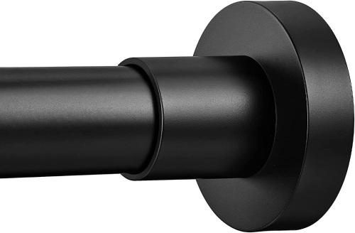Tension Shower Curtain Rod, Never Rust, No Drill, Non-Slip, 43-73 inches, Stainless Steel, Matte Black - Lot 293