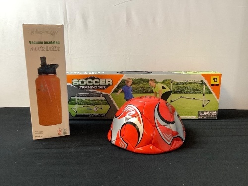 Bundle of Soccer Ball, Training Net, and Insulated Sports Bottle - Lot 314