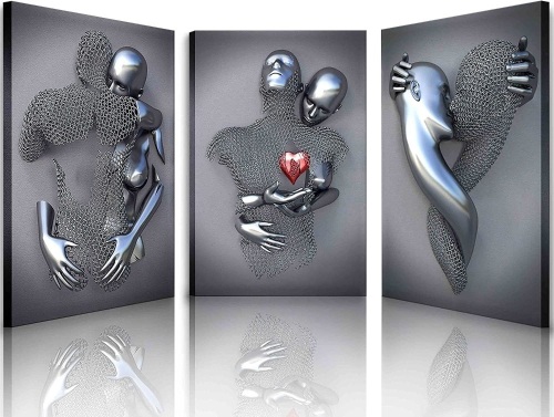 3D Metal Effect Wall Art Decor, 3 Pieces 24x16 - Lot 341