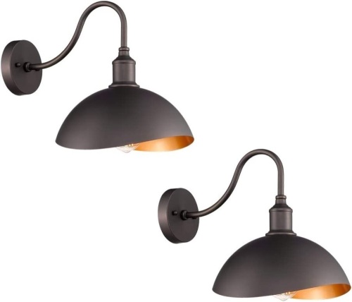 Set of 2 Emliviar Gooseneck Farmhouse Wall Sconces, Oil Rubbed Bronze Finish - Lot 397
